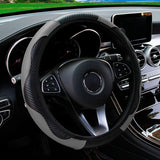 PU Carbon Fiber Leather Car Steering Wheel Cover without Inner Ring Suitable for 14.5-15 Inches Auto Supplies