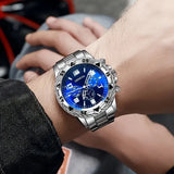 Relógio de Quartzo Masculino Estiloso (Kit com 1 ou 4 unidades) – Pulseira de Aço Inoxidável, Caixa Redonda de Liga de Zinco, Estilo Esportivo