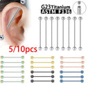 1/5/10pcs G23 Titanium External Internal thread Piercing Jewelry 14G 16G Long Industrial Sexy Barbell Barbell Ring Tongue