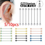 1/5/10pcs G23 Titanium External Internal thread Piercing Jewelry 14G 16G Long Industrial Sexy Barbell Barbell Ring Tongue