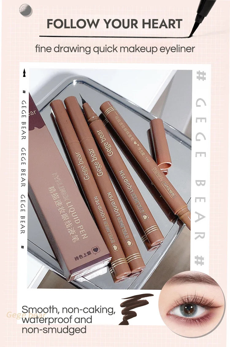 Gege Bear Liquid Eyeliner Pen Waterproof, Smudge-proof, Fast and Precise Makeup, Quick and Smooth Drying