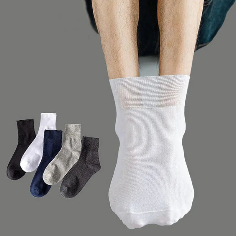 5 Pairs Plus Size EUR 45-50 Prevent Varicose Veins Socks Mens Diabetics Patients Cotton Loose Mouth Sock Man Women Comfort Meias