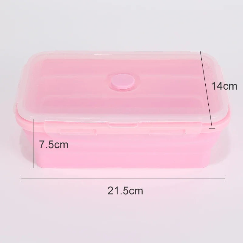 Collapsible Silicone Food Storage Container,Bento Lunch Boxes For Kitchen, Microwave Safe. Foldable Design Saves Your Space.