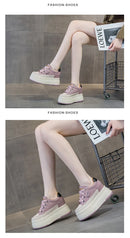 Fujin 9cm Cow Suede Genuine Leather Women Vulcanized Shoes Platform Wedge Skate Boarding High Brand Heels Casual Summer Shoes