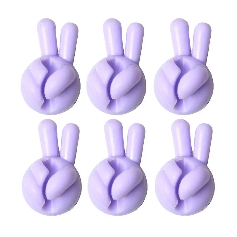 Finger Shape Cable Clips Holder Cute Charging Cord Management Home Office Car Desk Tidy Self-Adhesive Cable Winder Organizer