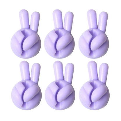 Finger Shape Cable Clips Holder Cute Charging Cord Management Home Office Car Desk Tidy Self-Adhesive Cable Winder Organizer