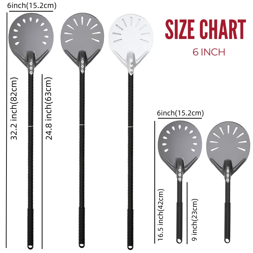 6&12 13 14  Inch Pizza Perforated Shovel Paddle Pizza Oven Turning Peel Hard  Anodized Pizza  Baking Kitchen Tool Spatula