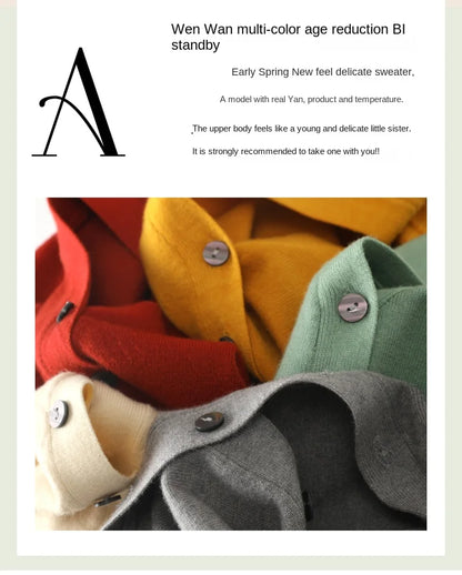 Cárdigan de punto de cachemira Andy de otoño, nuevo, con cuello en V, color liso, moderno, de alta calidad, cómodo, holgado e informal - GH021