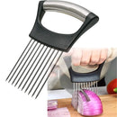 Food Slicing Assistant Kitchen Cutting Tool Durable Onion Cutting Stand with Comfort Handle Stainless Steel Onion Needle Kitchen