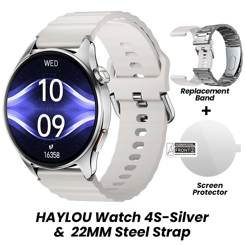 Smartwatch HAYLOU Watch 4S com GPS, tela AMOLED HD de 1,43", posicionamento GPS via 5 satélites e mais de 120 modos de treino – Relógio inteligente para esportes e fitness