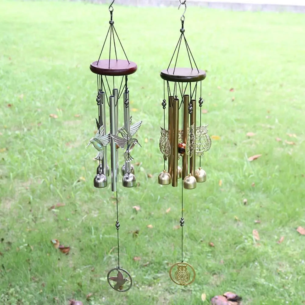 DIY Wind Chimes Outdoor Owl Hummingbird Hanging Ornament Home Copper Bells Garden Yard Decoration
