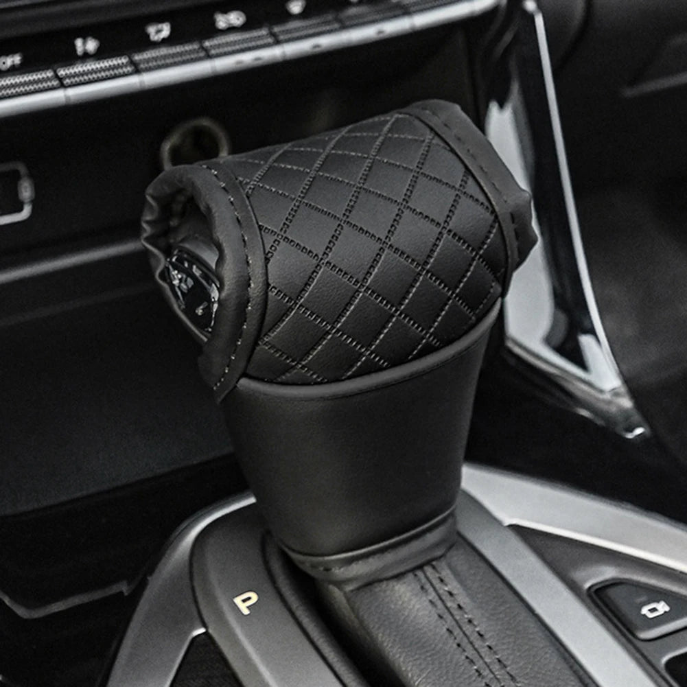 1pc Car Gear Shift Cover PU Leather Shift Lever Cover Gearbox Shifter Knob Protector Automobiles Interior Accessories