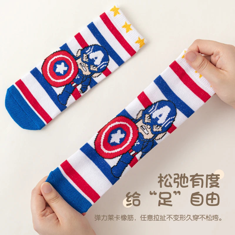 5 Pairs Children Socks Cartoon Spiderman Boy's Socks Spring Autumn Middle Tube sock Cotton Cute Kids Socks Size 1-12 Year