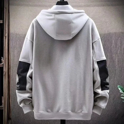 Men's Clothing Spliced Sweatshirts for Man Hoodies Black Hooded Graphic Aesthetic Cotton Harajuku Fashion No Brand Sweat Shirt