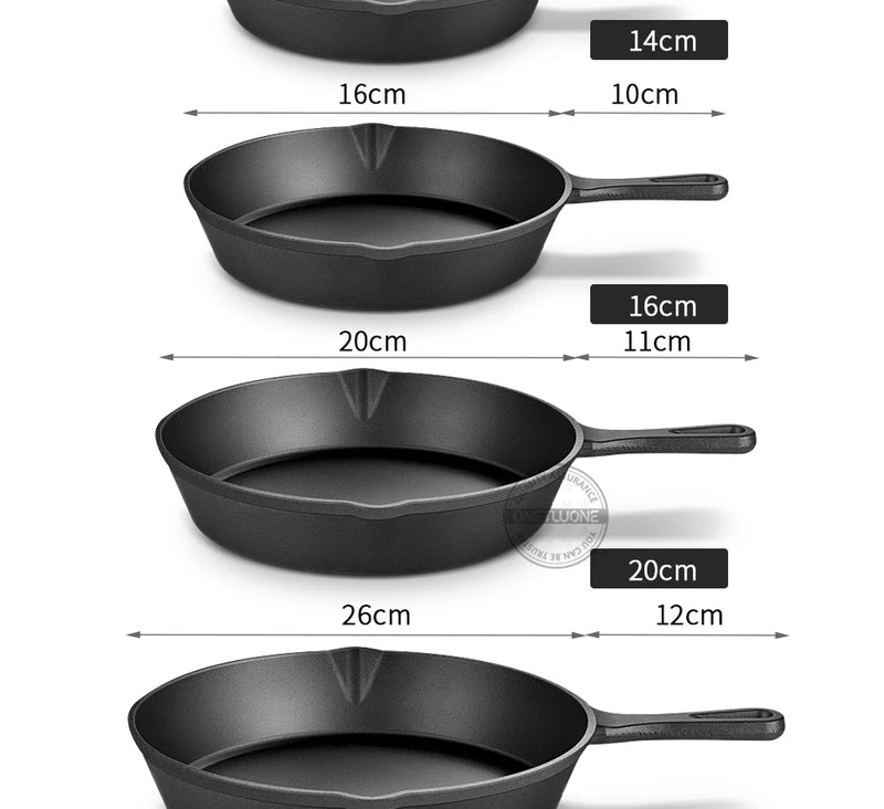 14/16/20cm Cast Iron Frying Pan,Non-stick Skillet Kitchen Fry Pot,Breakfast Pan Omelette  pancake pan,Induction Cooking Cookware
