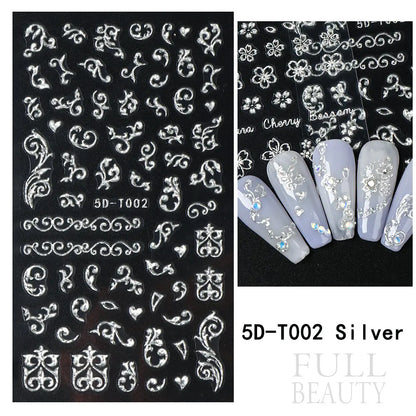 Stickers for Nails Marine Punk Black Line Design Art Slider Party Cool Decoration Adhesive Decal Emboss DIY Manicure Accessories