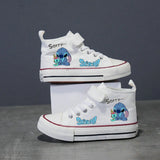 Lilo And Stitch Children's Canvas Shoes For Girls Boys White High Top Shoes Disney Kids Sneakers Casual Tennis Shoes Size 25-37