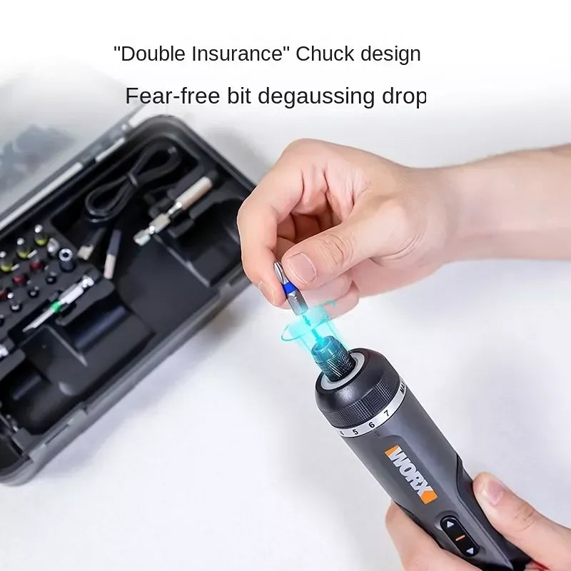 Juego de destornilladores eléctricos WORX WX242 de 4 V, destornilladores eléctricos inalámbricos inteligentes, recargables por USB, juego de 30 puntas, minitaladro, herramienta eléctrica