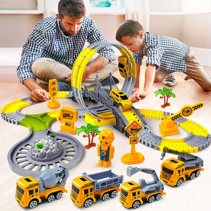 Track Car Train Toys Children Electric Track Toy Car Engineering Car Kids Educational Toys  for Children Birthday Gift