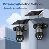 12MP 6K 3 Lens 3 Screen 4G Outdoor Solar Camera Wireless WiFi IP Cameras PIR Auto Tracking Solar Security CCTV Surveillance Cam
