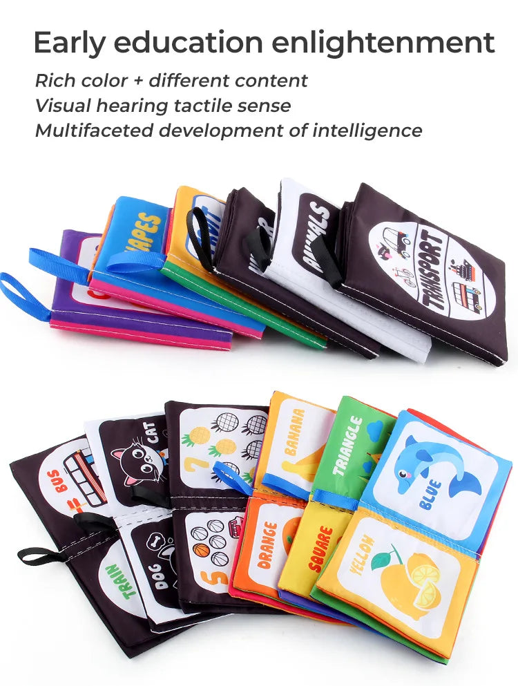 4 Pages Enlightenment Early Learning Books Children Black and White Cloth Book for Kids Montessori Educational Toys