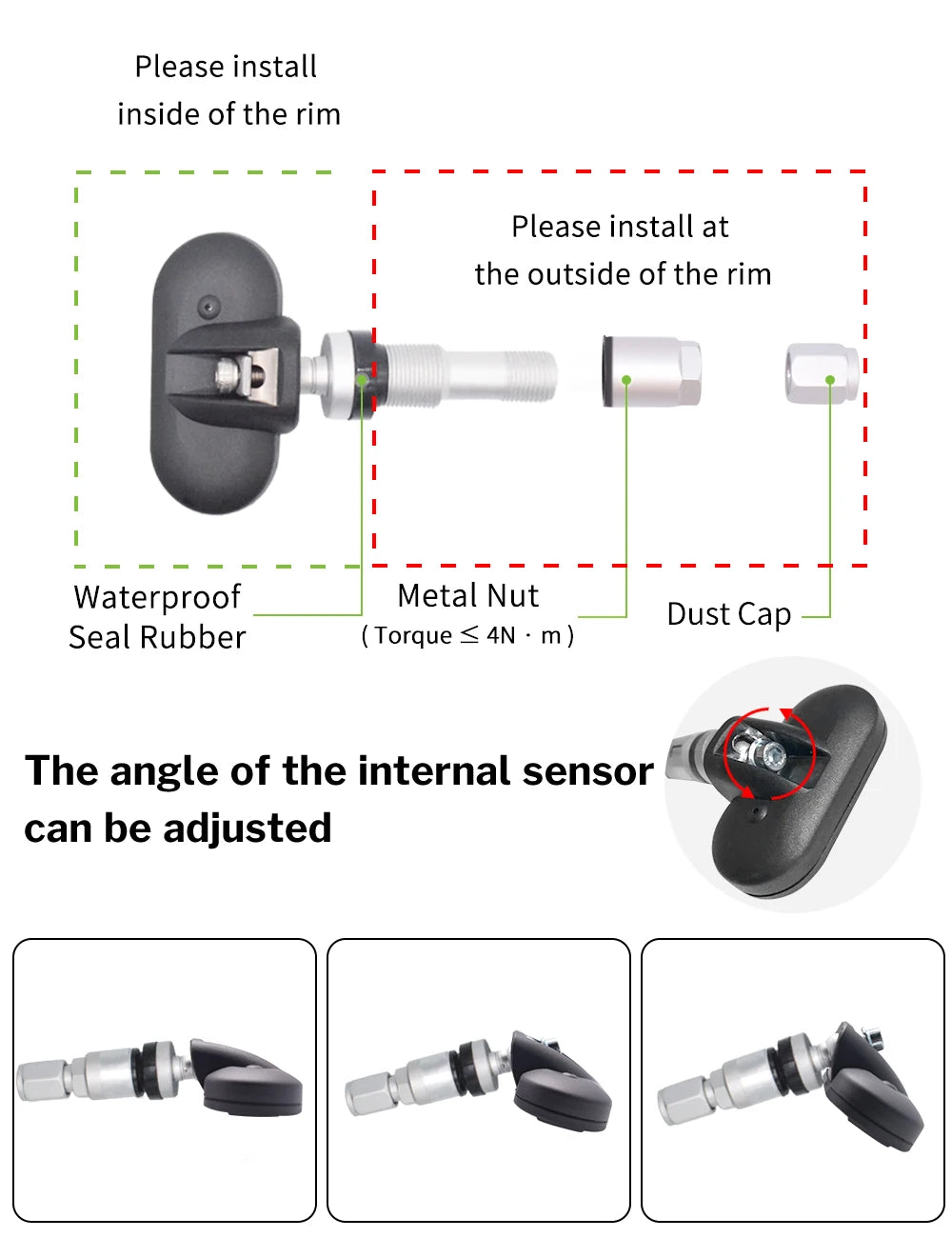 Deelife Car Tire Pressure Monitoring System Solar TPMS Tire Pressure Monitor Tire Pressure Control System