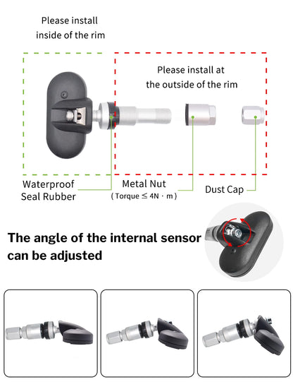 Deelife Car Tire Pressure Monitoring System Solar TPMS Tire Pressure Monitor Tire Pressure Control System