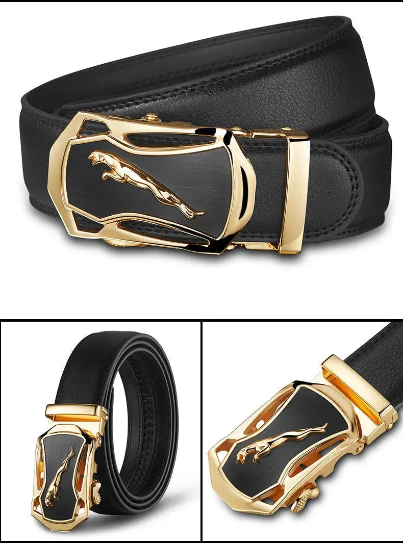 Men's Leather Belt Buckle Single Knot Casual Cross-border Style 4.0 Automatic Width 3.5cm