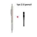 Mechanical Pencil Set 0.3 0.5 0.7 0.9 1.3 2.0mm Full Metal Art Drawing Painting Automatic Pencil with Leads Office School Supply