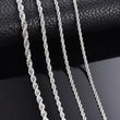 925 Sterling Silver Corda Colar de Corrente para Homens e Mulheres, Moda Pulseira, Largura 2mm 3mm 4mm, 1 Pc