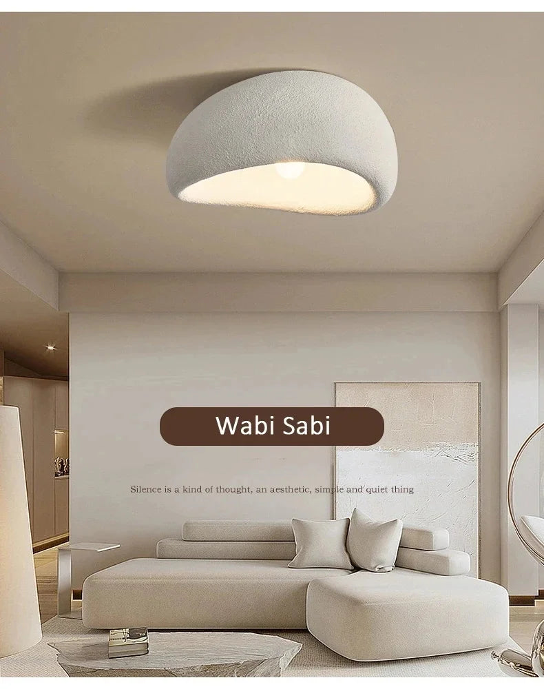Nordic Wabi Sabi LED Ceiling Lamps Minimalist Cream Style Living Room Bedroom Ceiling Light 45/52/60/70cm Home Decor Chandeliers