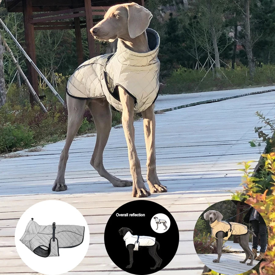 Reflective Pet Dog Outdoor Jacket Pet Coat Vest Winter Warm Reflective Cotton Dogs Clothing for Large Middle Dogs  Labrador
