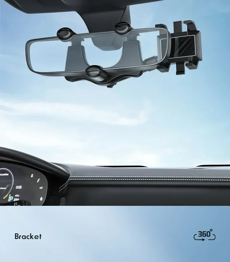 Rearview Mirror Phone Holder Car 360 Rotation Phone Mount Stable Gripper Smartphone Navigation Bracket For iPhone Samsung Xiaomi