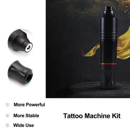 Kit de tatuaje, máquina rotativa, pluma, agujas, tintas, fuente de alimentación, pedal para principiantes.