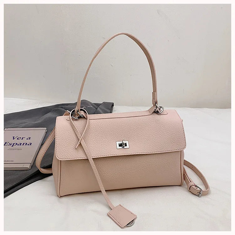 Casual Large Capacity Lychee Pattern Single Shoulder Slant Cross Bag Versatile Underarm Bag Simple Stylish Tote Bag