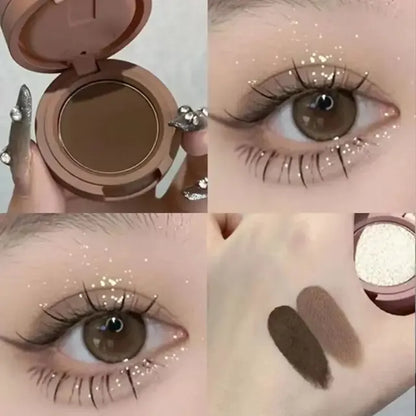 3 Warna Cute Nude Glitter Eyeshadow Palette Kosmetik Pelbagai Fungsi Pembayang Mata Sanduíche Tricolor Perolado Macaron Eyesha