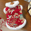 New Year Autumn Winter Double Layer Fleece Pet Clothes Chinese Style Jade Rabbit Design Warm Coat for Dogs Cats Festive Holiday
