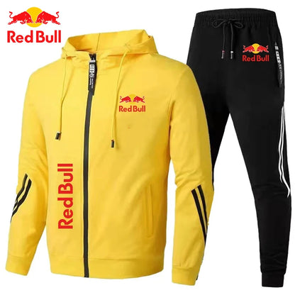 2025Red Bull Logo Men's Hoodie Set 2-piece New Red Bull Printed Jacket Men's Fashion Casual Simple Hoodie Stormtrooper Coat Red