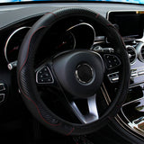 PU Carbon Fiber Leather Car Steering Wheel Cover without Inner Ring Suitable for 14.5-15 Inches Auto Supplies