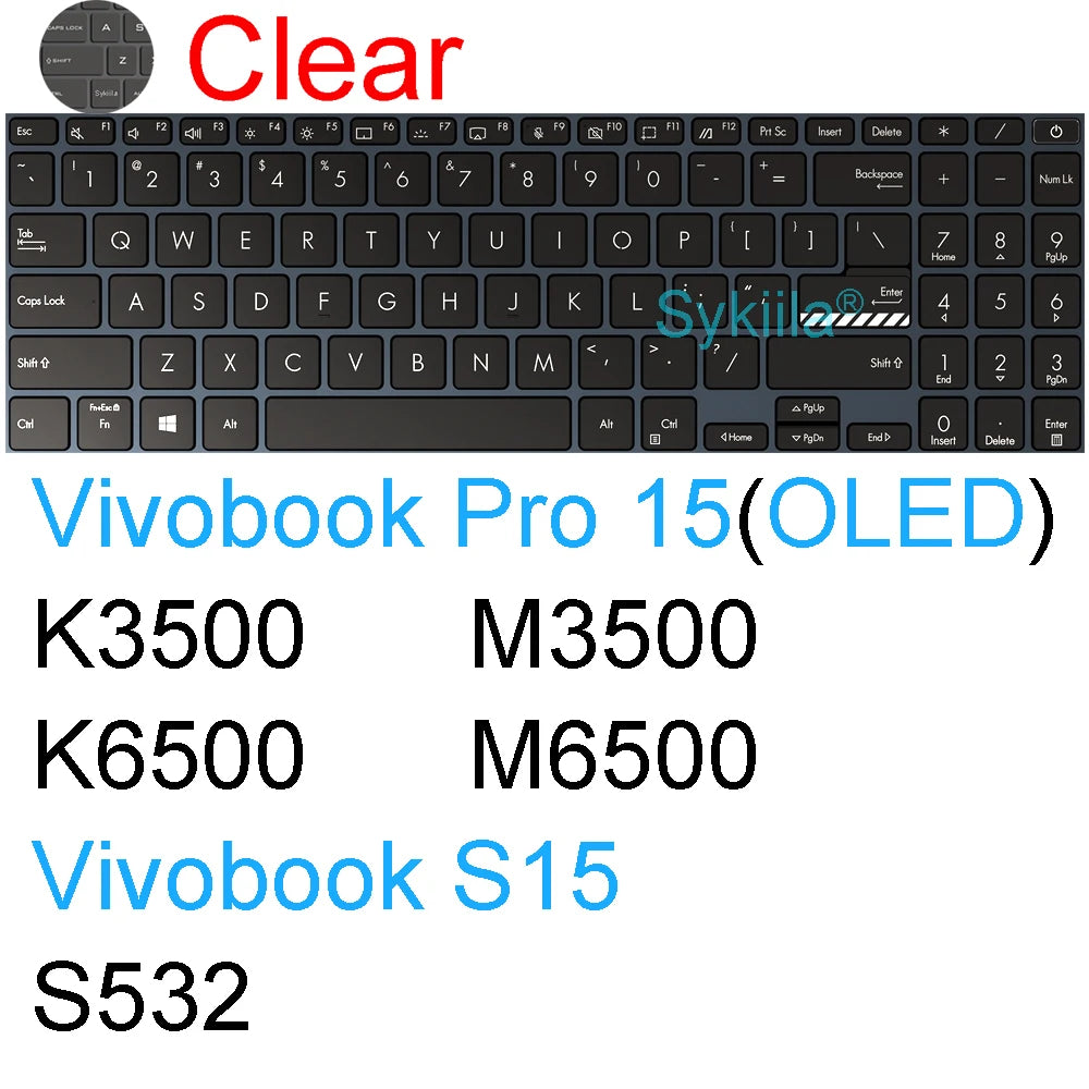 Keyboard Cover for ASUS Vivobook Pro 15 15X OLED GO S S15 N6506 S5507 S5506 M5506 X1505 M1505 K3504 Silicone Protector Skin Case
