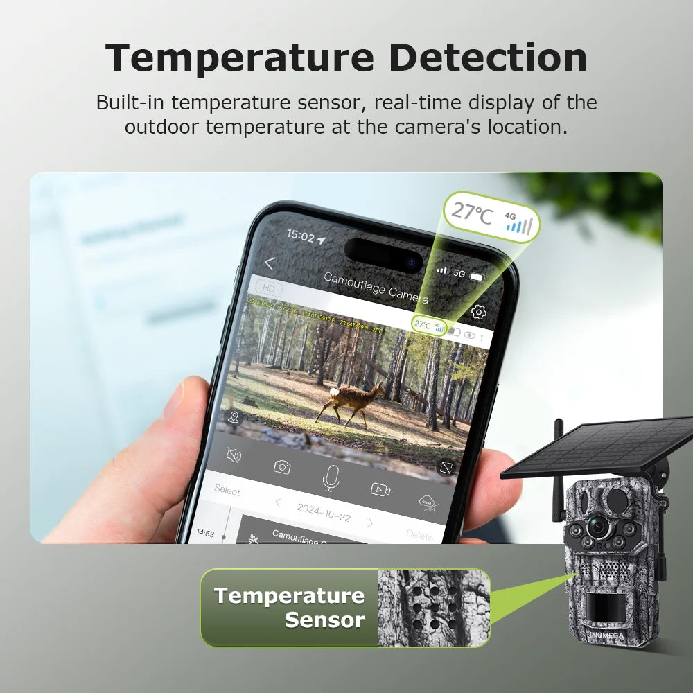 INQMEGA4G 2K 5MP PIR Motion Activated  Trigger Time Night Vision IP66 Hunting Trail Wildlife Battery Solar Camera Forest