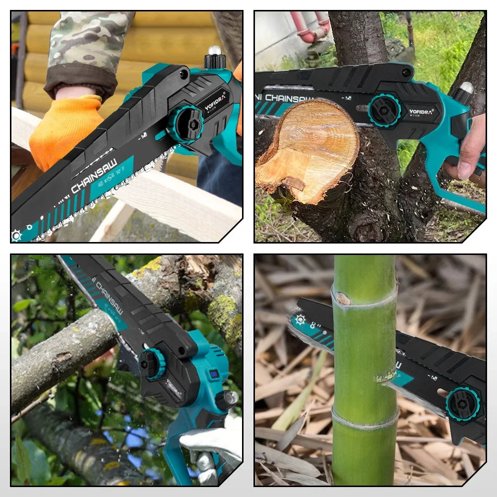 YOFIDRA Brushless 8 inch Electric Pruning Saw Cordless Chainsaw Rechargeable Woodworking Saw Power Tool For Makita 18V Battery