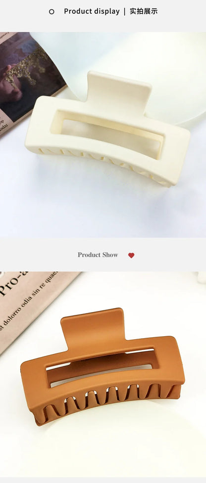 1Pc Ladies Retro Temperament Simple Fashion Frosted Geometric Rectangular Cutout Plastic Hair Accessories Updo Shark Hair Grab