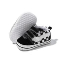 Zapatos Meckior para bebé niño y niña, zapatillas de lona con suela de goma antideslizante y diseño de rayas a cuadros, para primeros pasos, zapatos casuales unisex para bebé.