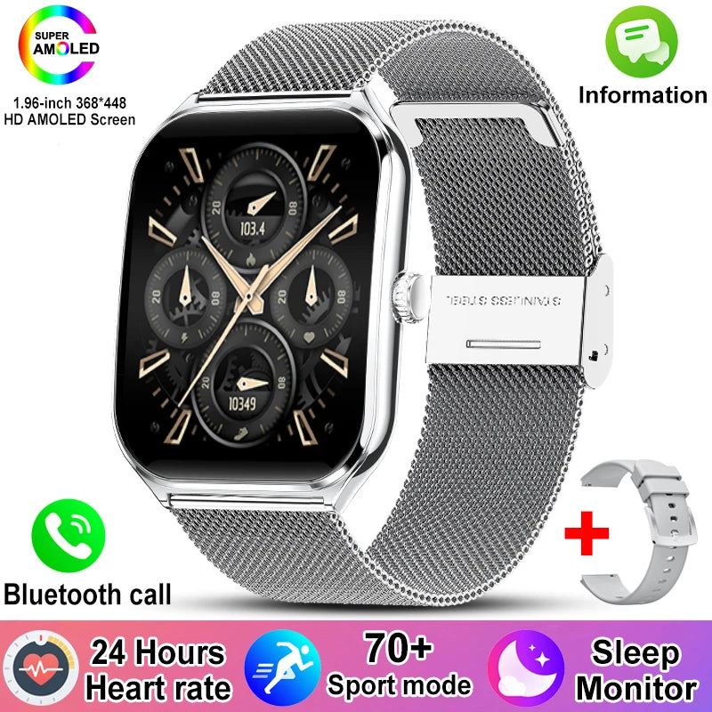 New For OPPO Ultra Thin Smart Watch Men Woman 1.96" HD AMOLED 70+Sports Mode Health Monitor Bluetooth Call Waterproof Smartwatch