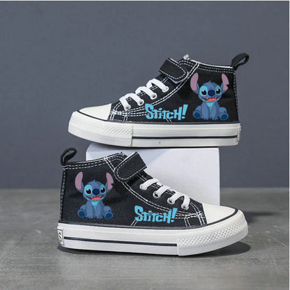 Lilo And Stitch Children's Canvas Shoes For Girls Boys White High Top Shoes Disney Kids Sneakers Casual Tennis Shoes 25-37 Size