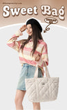 LEE Large Soft Puffer Bag Women Big Size College Students Laptop Book Quilted Tote Bag Lady Down-filled Shopping School Bags