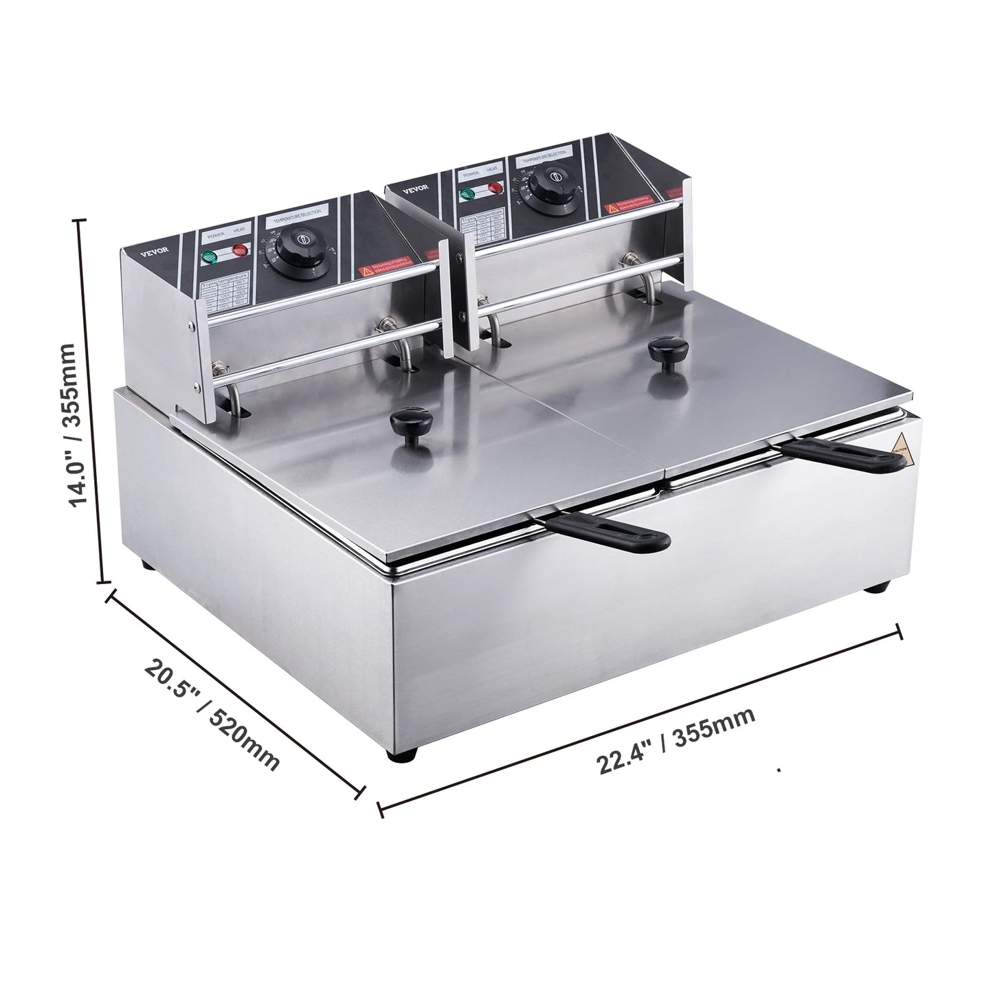 VEVOR Commercial Electric Deep Fryer w/Dual Tanks 12L Countertop Fryer w/Oil Filter and Timed for Fried Chicken French Frie