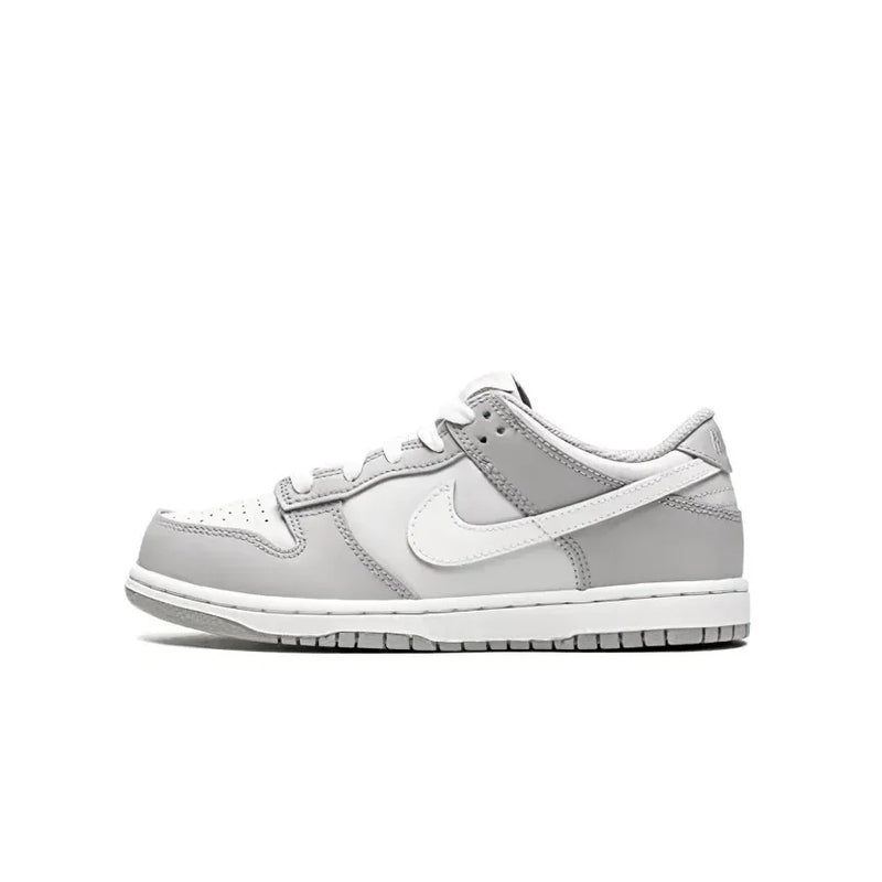 Tênis infantil Nike Dunk Grey confortável diário de cano baixo cinza e branco para crianças pequenas e médias