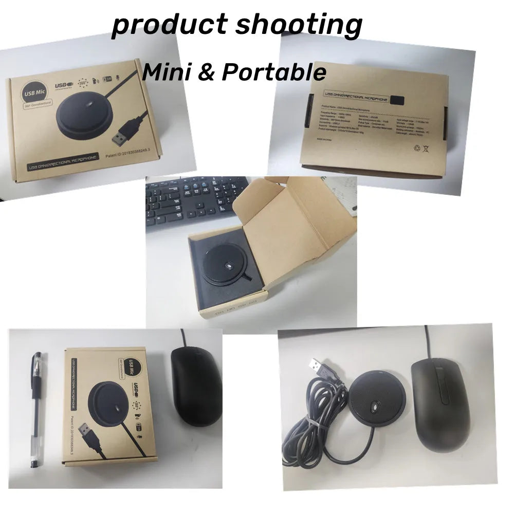 HCSTVCON Microphone Omnidirectional Video Conference Mini Portable 360° Voice Pickup USB Plug for Meeting Business Online Live